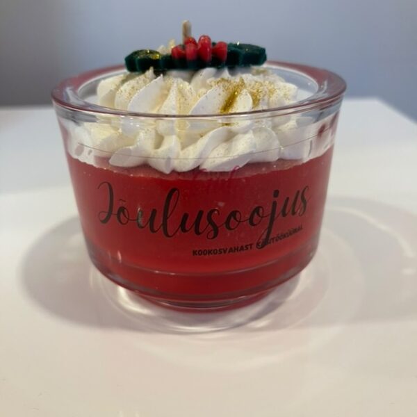 Kookosvahast jõulusoojuse küünal küünlaklaasis